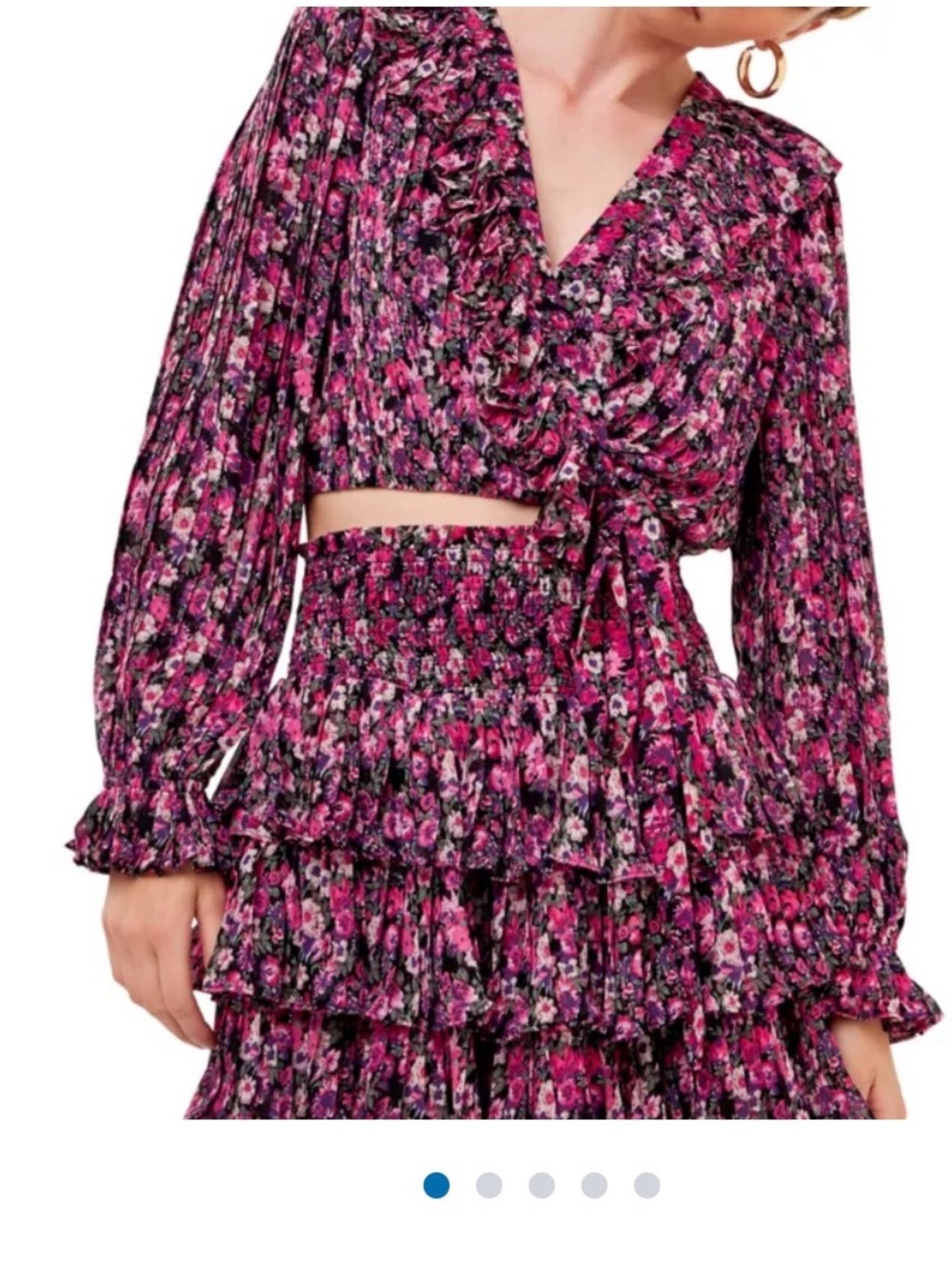 Skirt and crop Set NWT Endless Rose Floral Ruffle Tie-Front Top - Pink & Black